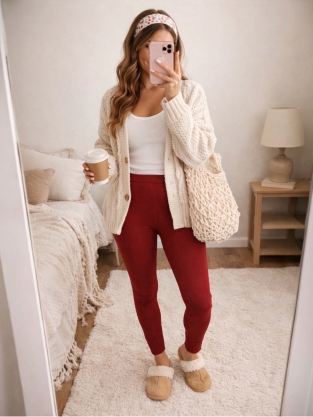SKIMS Brick Red Ribbed Lounge Leggings High Waist Small New Tags Holiday